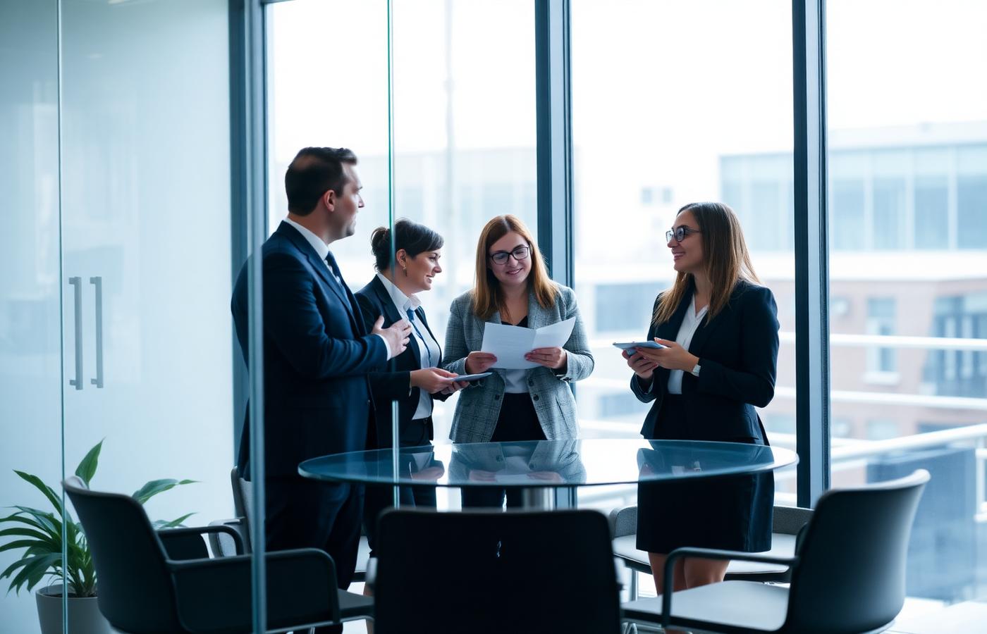 Opsfyn consulting team reviewing a transformation roadmap